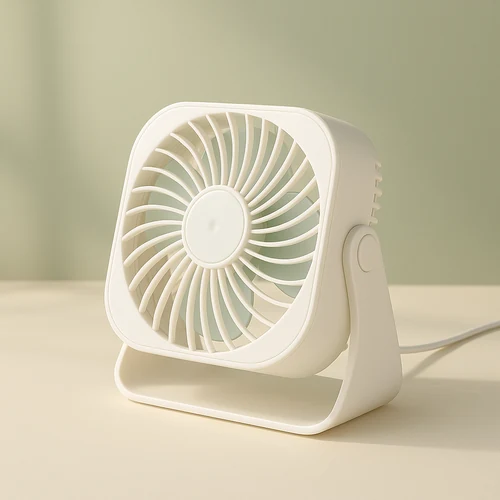 Petit ventilateur silencieux Ventéo Mini de face, hélice à trois pales